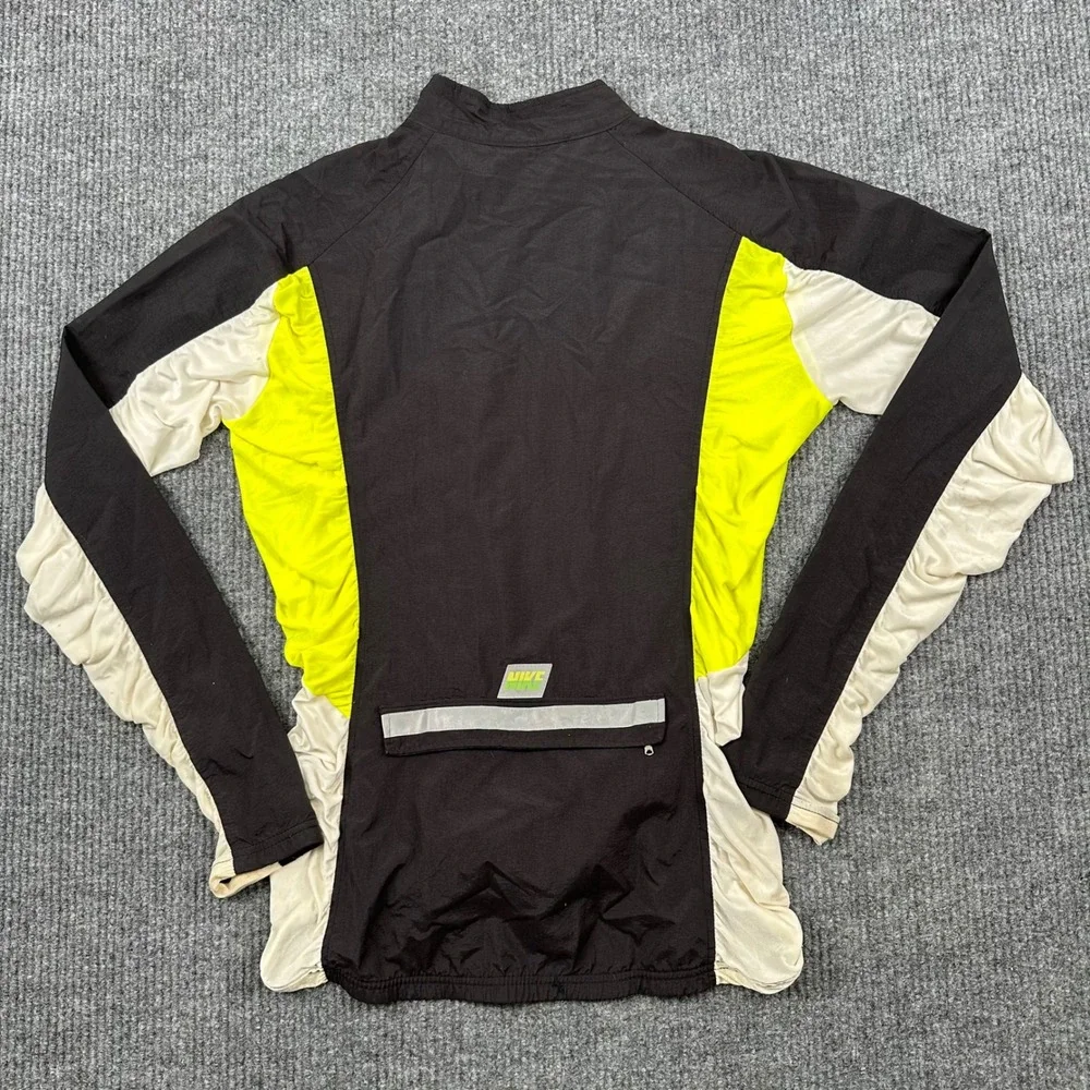 Vintage Nike Cycling Jacket Mens Medium Black Neon Yellow Made in USA Distressed